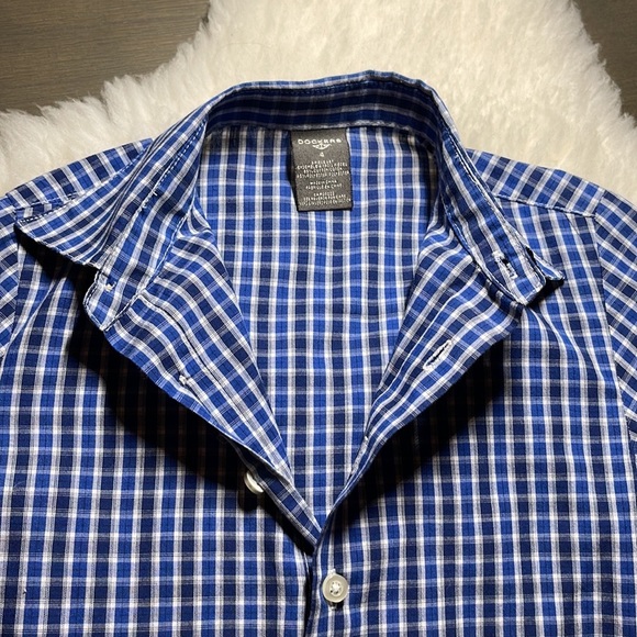 Dockers, Boy’s (size 4) Button-down Plaid Shirt, Blue and White - Picture 7 of 11